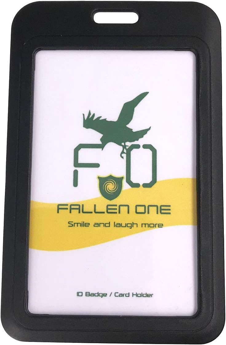 Fallen One 5 Pack Hard Plastic ID Badge Holder for Lanyard, Vertical ID Badge Case, Black
