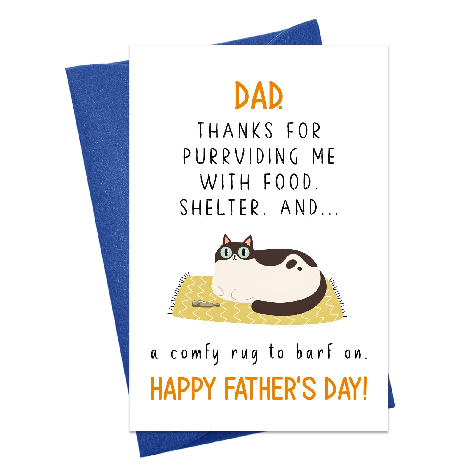 JUESMOS Cat Dad Fathers Day Greeting Card Funny Father's Day Gifts Card from Wife Cat Dad Gifts for Men Papa with Envelope