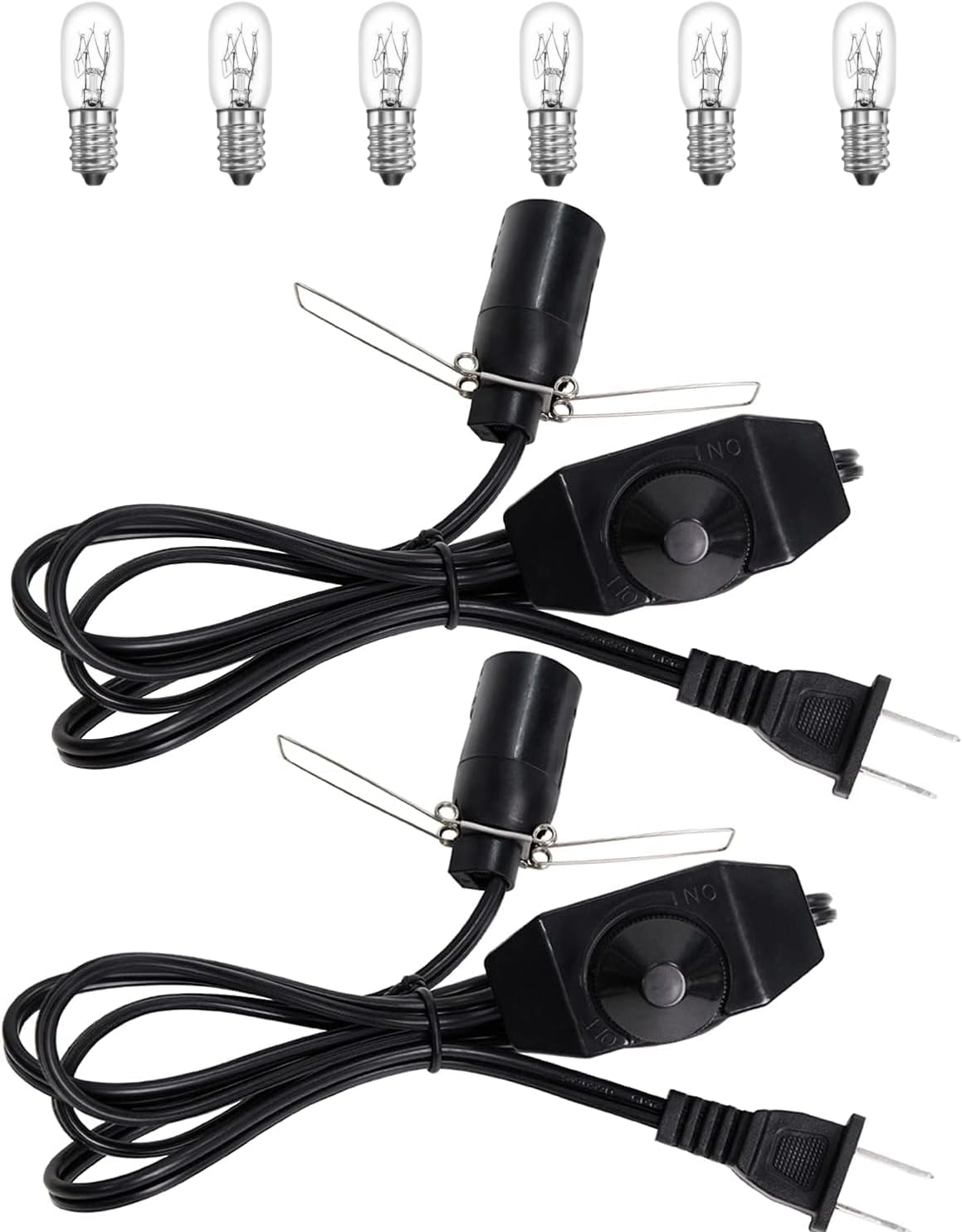 Himalayan Salt Lamp Cord, with Dimmer Switch,Christmas Bulb, Cord with Dimmer Control and Base Assembly,6 Feet,2-Pack for Himalayan Salt Lampsand with 6 Free 15Watts Bulbs for Salt Lamp