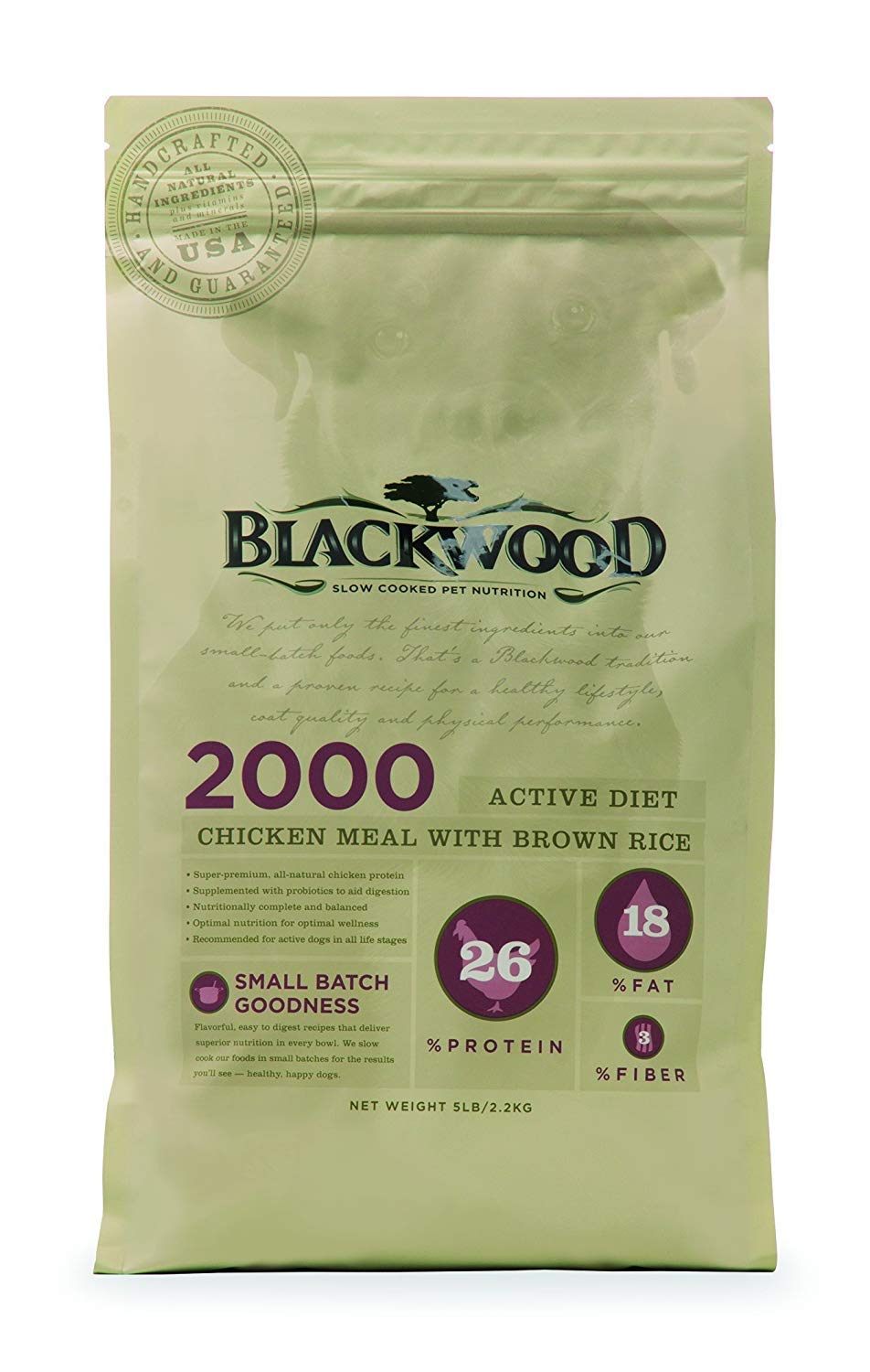 (BB:09/07/25) Blackwood Pet Food 22224 2000, Active Diet, Chicken Meal With Brown Rice, 30Lb.