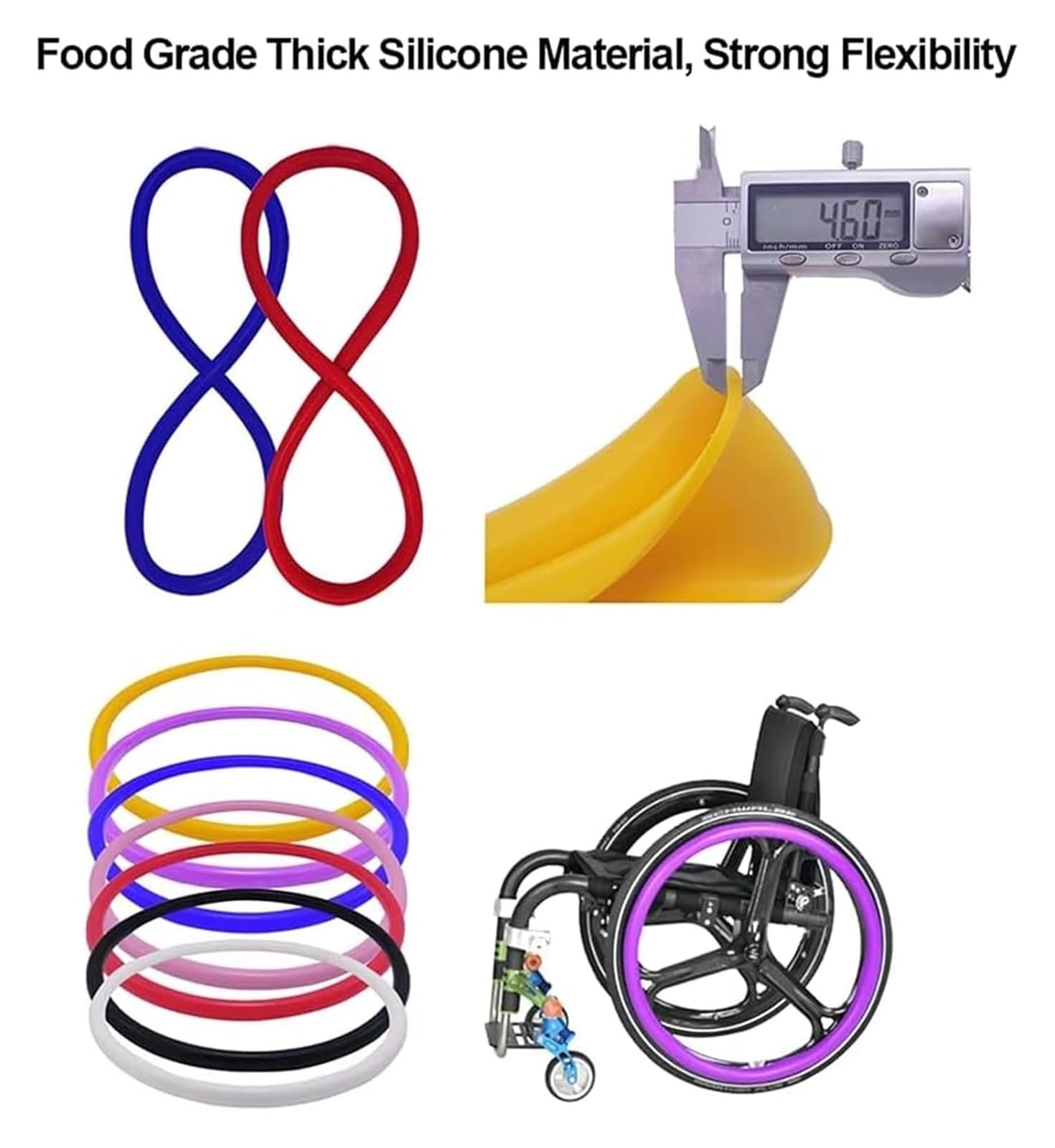 Cubierta De Empuje De Mano De Silicona, Funda for silla de ruedas deportiva con ruedas traseras de 24 pulgadas, funda de silicona for empujar con la mano, resistente al desgaste(24inch)