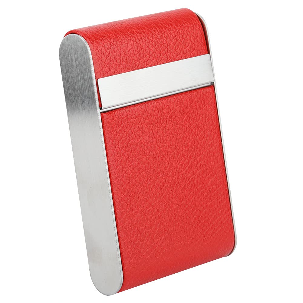 VbestlifeCigarette Case, Brushed Metal Cigarette Case, 20 Capacity, for Men and Women(red)