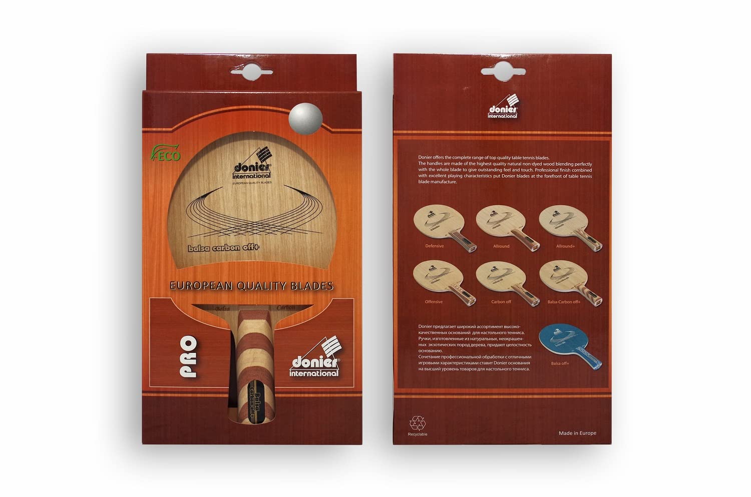 Donier Madera de Ping Pong Balsa Carbon Offensive 7 Capas para Tenis de Mesa Fabricada en Europa