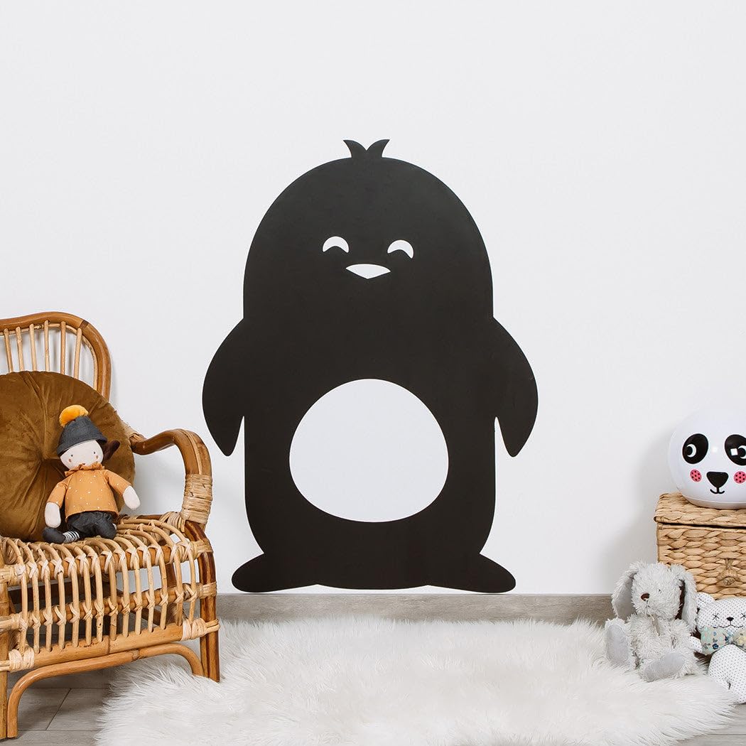 FERFLEX - Lavagna magnetica per bambini - Pinguino - decorazione da parete con banda magnetica riposizionabile - venduta con un set di forme geometriche - 60x81cm