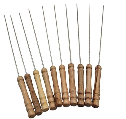 NARAYANMUNI ENTERPRISE Skewers for Barbeque Grill Steel Needles 31 cm,Pack of 12