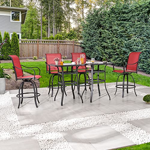 Image of LOKATSE HOME Outdoor Swivel Bistro Stool Set of 4 for Balcony, Poolside, Backyard, Garden, Red