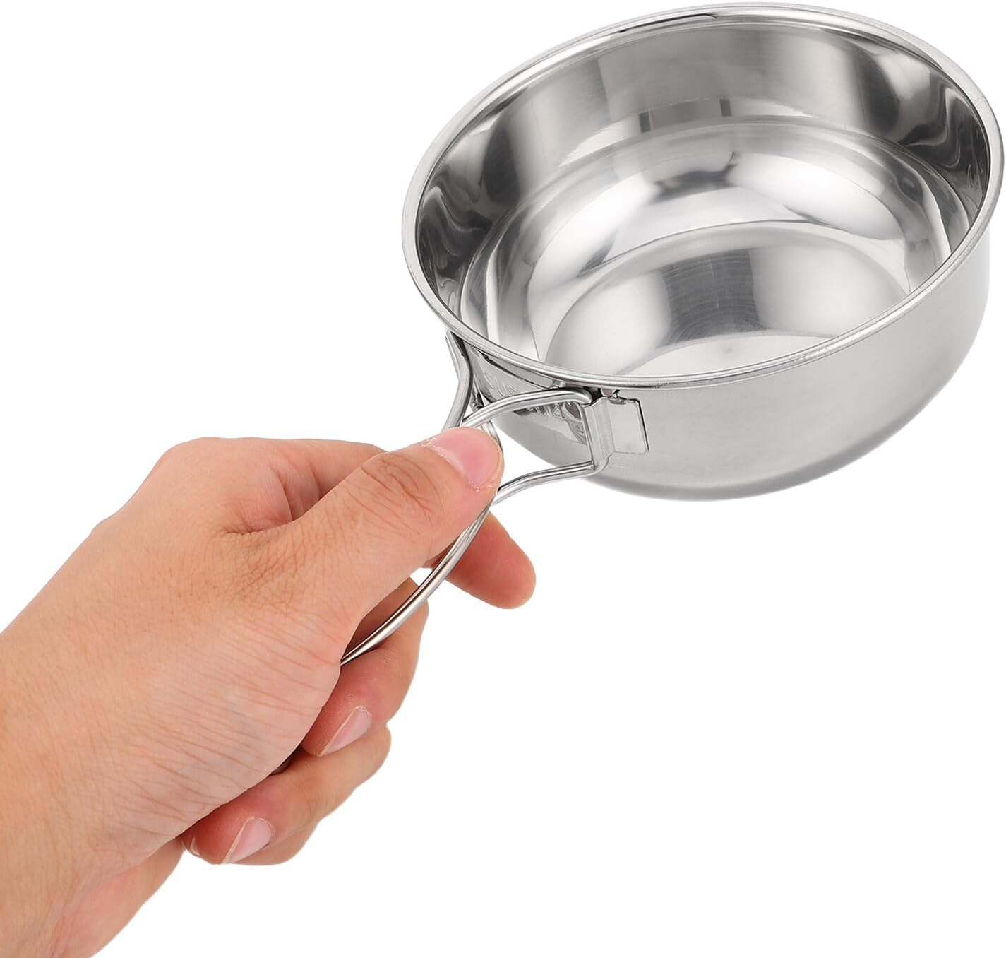 UKCOCO Outdoor 304 Stainless Steel Folding Camping Bowl Set with 650ml Large and 500ml Small Bowls, Portable Backpacking Tableware for Hiking, Picnic, and Travel