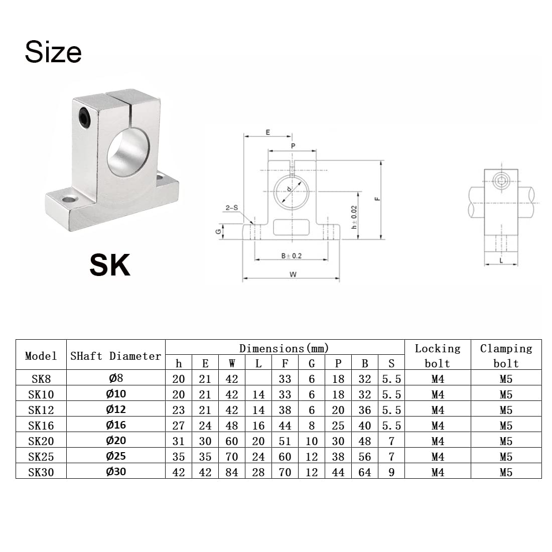 Snapklik.com : HiPicco 4pcs SK16 Aluminum Linear Rod Rail Shaft Support ...