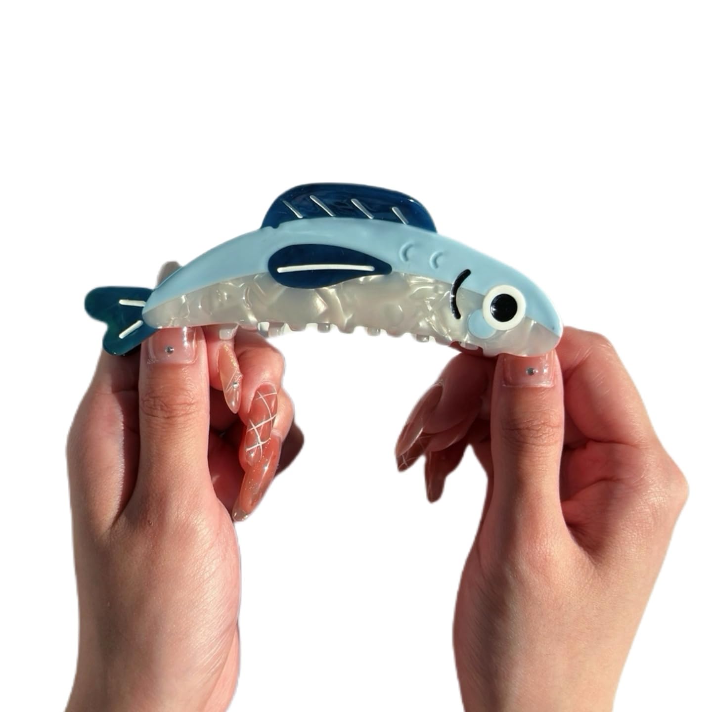 Small Bluefin Fish Hair Claw Clips - Striped Acetate Hair Clips for Women, Non-Slip Hair Clips for Thin/Thick/Curly Hair, 3D Textured Ocean Hair Accessories - Image 6