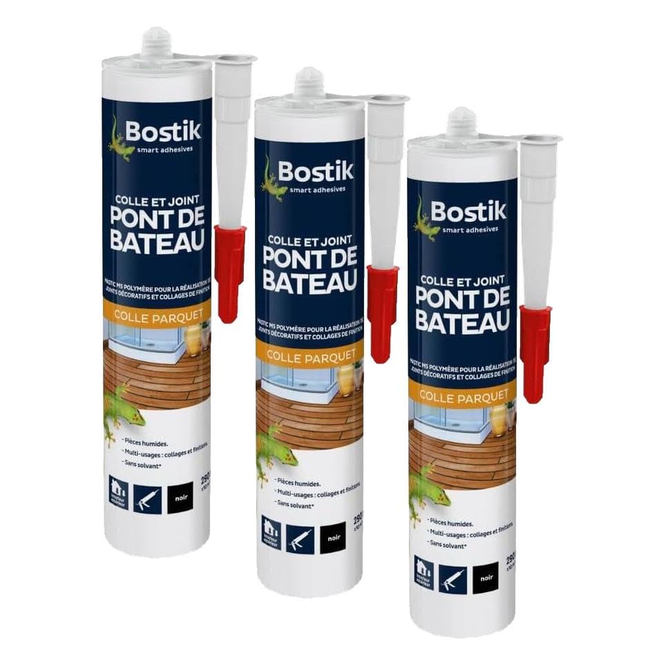 Colle joint pont de bateau Bostik noir mastic ms polymère parquet bois exotique intérieur