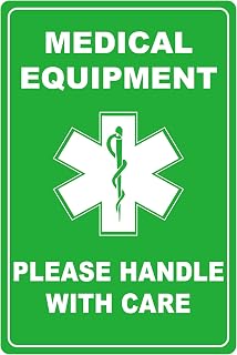 Medical Equipment Sticker,2x3 inch 8pcs Medical Equipment Alert Please Handle with Care Stickers
