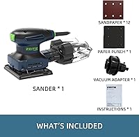 Vista 3 de ZEITE Lijadora de hojas de 2.4 amperios de 1/4 con 12 papeles de lija, lijadora eléctrica de palma para carpintería, cable de 10 pies, 14000 OPM