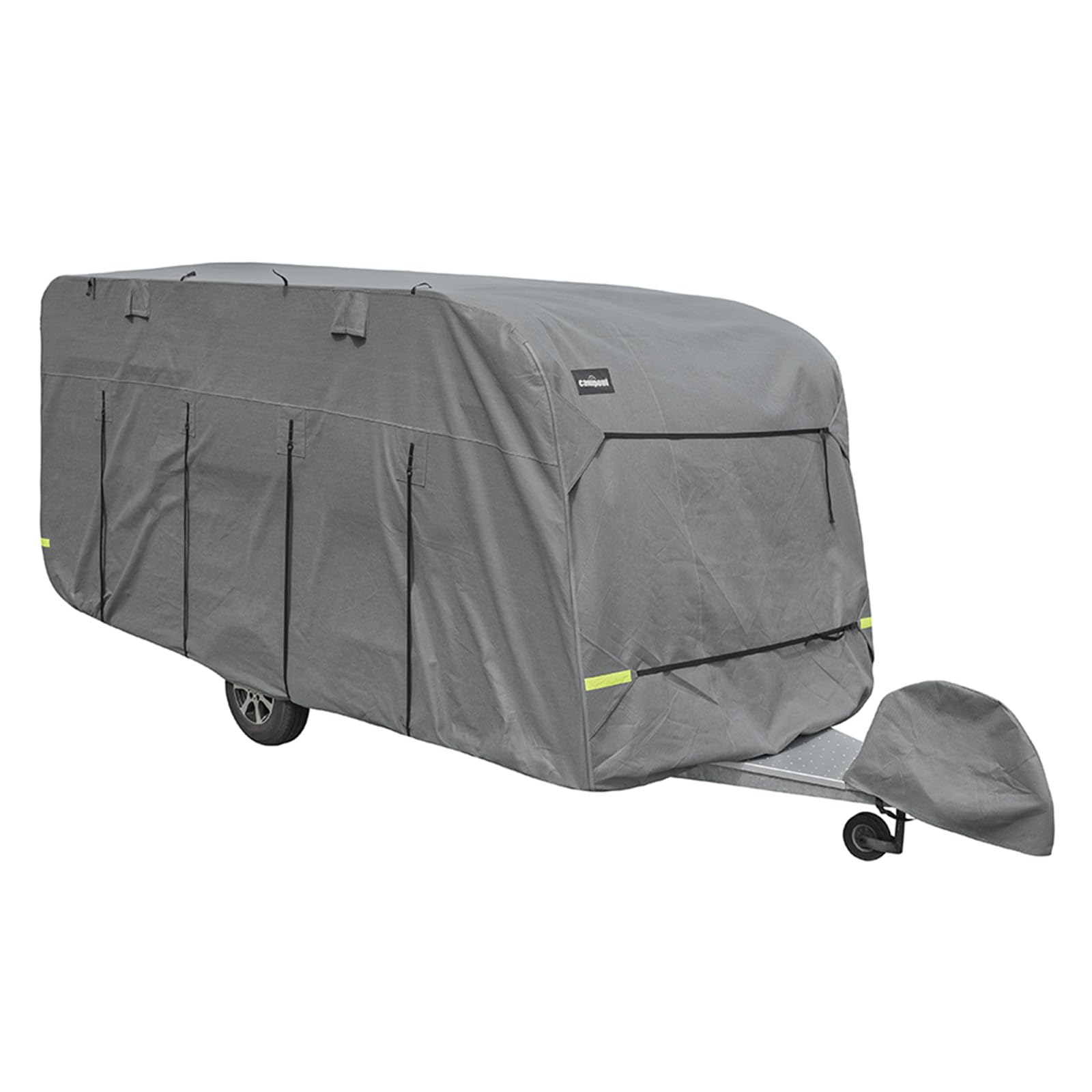 Campout Housse pour Caravane 3,66-4,27 x 2,35 m – Convient aux caravanes Jusqu’à 235 cm de Large et 220 cm de Haut – Sac de Rangement Inclus – Gris