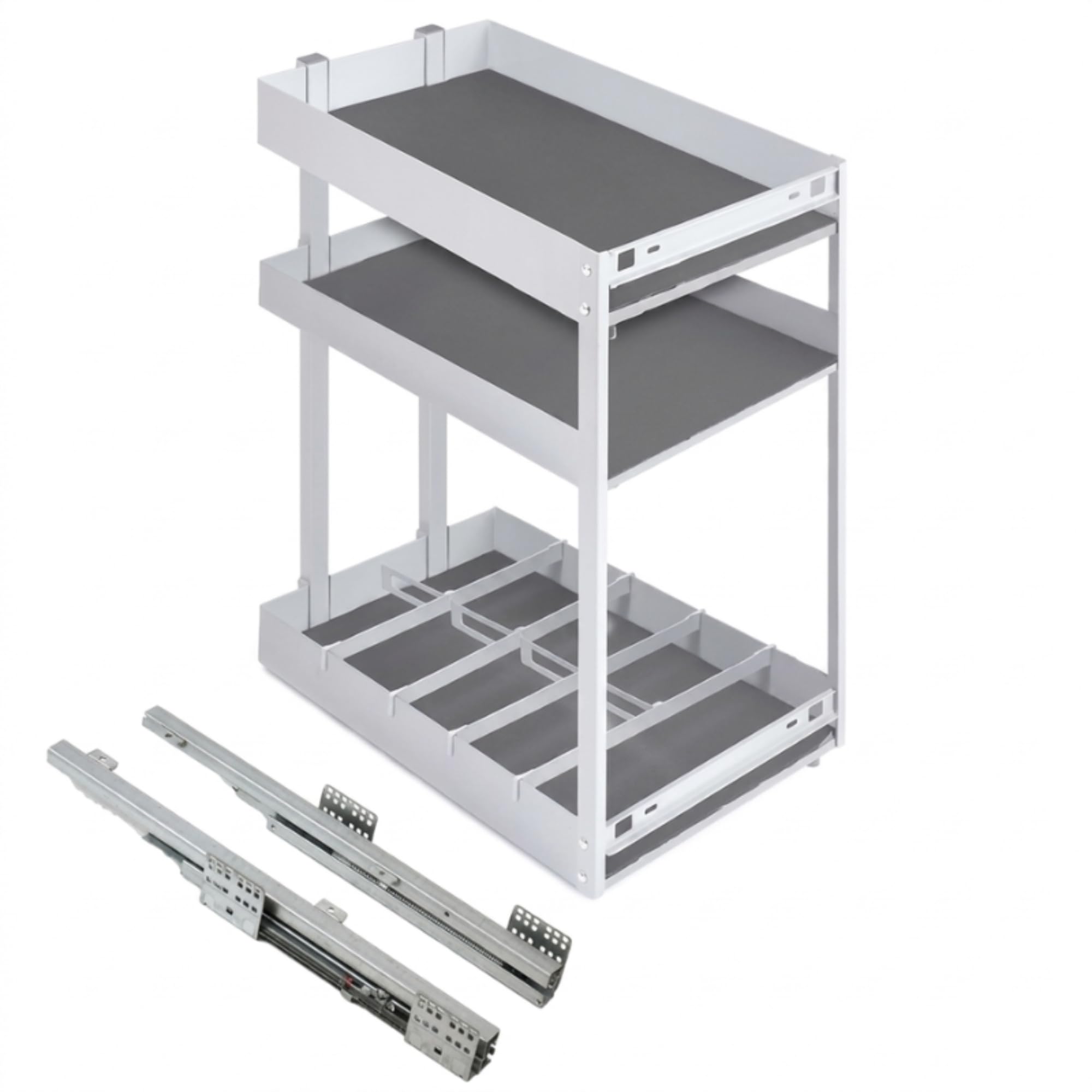 Botellero extraíble Cocina Grafito o Blanco con Cierre Suave | Organizador Deslizante para Mueble de Cocina de Altura 80 cm y Ancho de 15 a 40 cm (Blanco, Ancho Mueble 25 cm)
