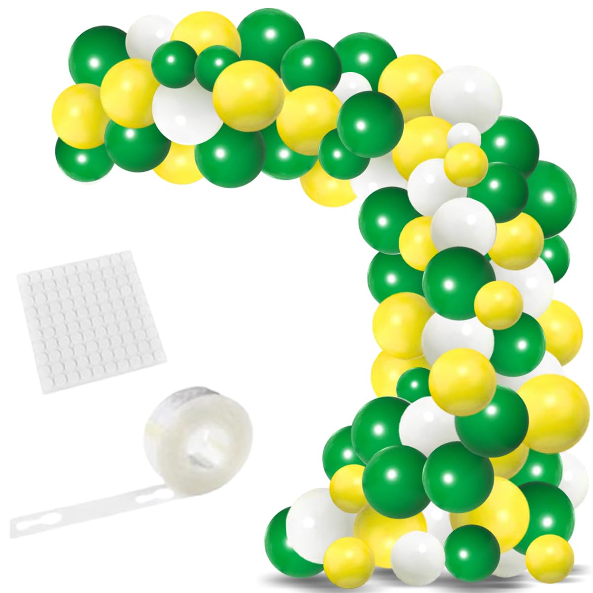 Retro Green Yellow Balloons Arch Garland Kit, 122PCS Dark Green and Yellow Balloons Yellow White Balloons Golf Party for Birthday Forest Tractor