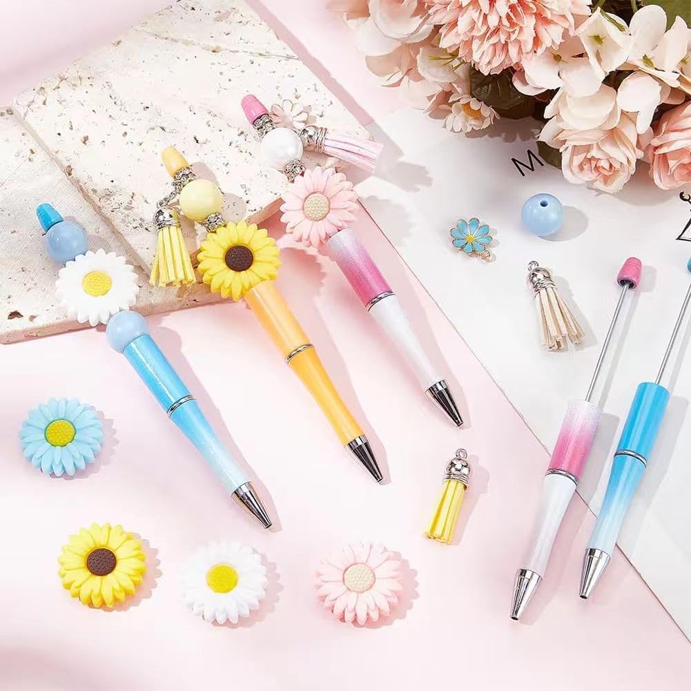 BetterJonny 40 Pcs Beadable Pen, 20 Gradient Colors Make Your Own Pens, Pen Making Kit, Plastic Creative DIY Cool Bead Pens, Black Blue Ink Ballpoint - Image 3