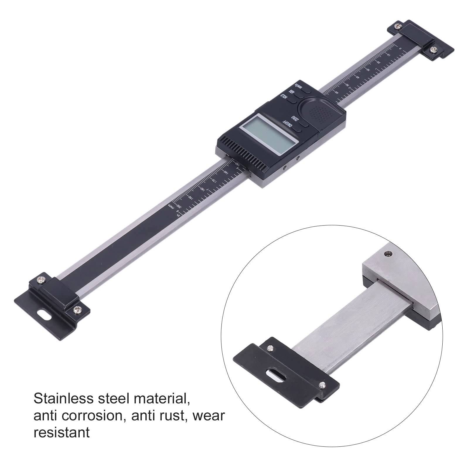 Vertikaler digitaler Messschieber, IP45, wasserdichtes LCD-Display, Laserskala, Edelstahl, für Fräsmaschinen und industrielle Messungen (0-200mm)