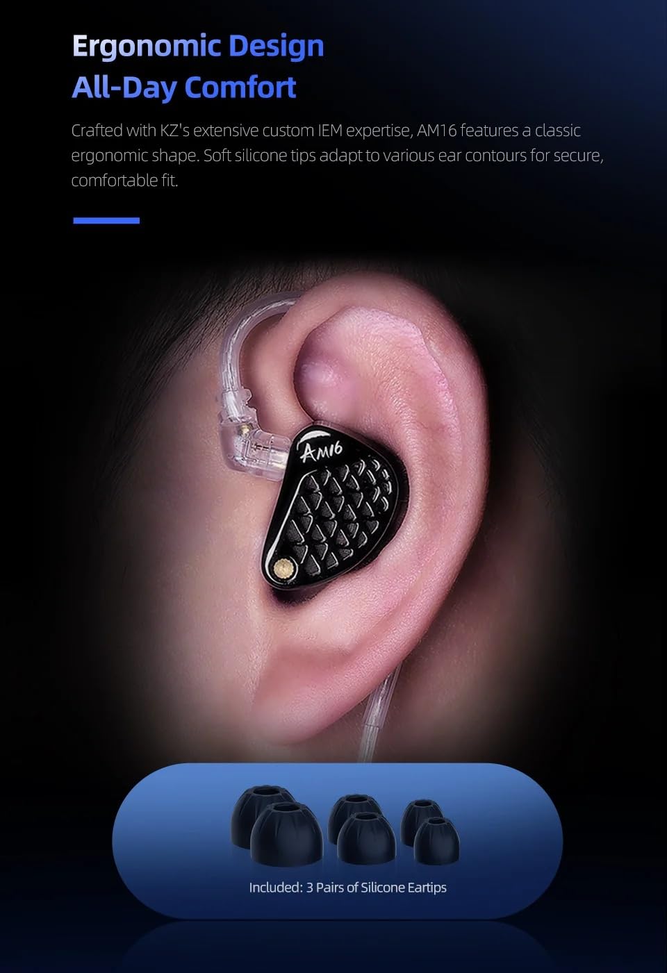 5-45000Hz frequenza KZ AM16 16BA Auricolare In Ear