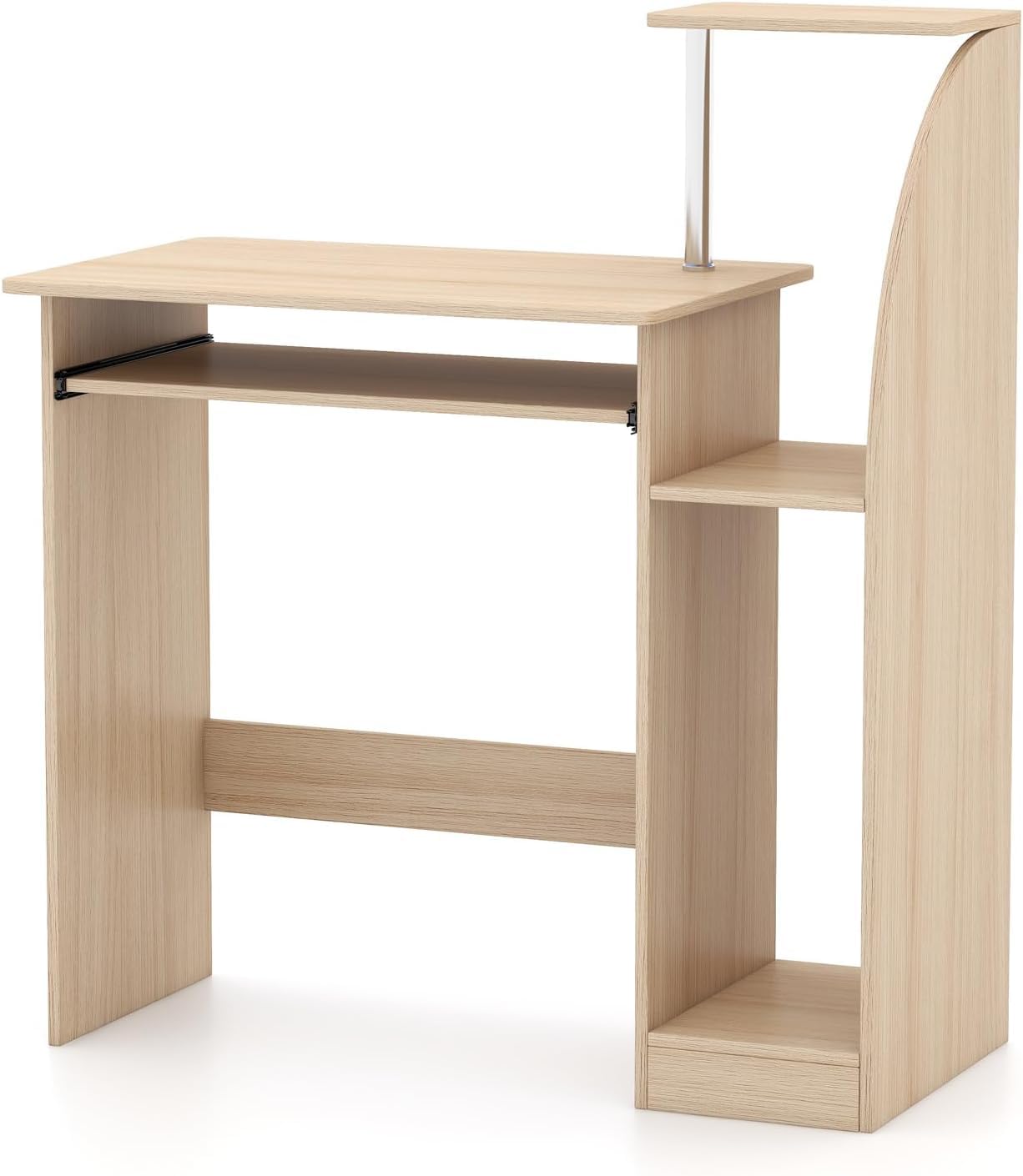 CROWNSHOP Computer Desk with Sliding Keyboard and Storage Modern