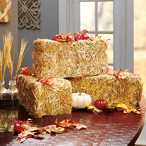 Image of FloraCraft Decorative Straw Bale 5 Inch x 6 Inch x 13-Inch Natural,(Pack of 12)