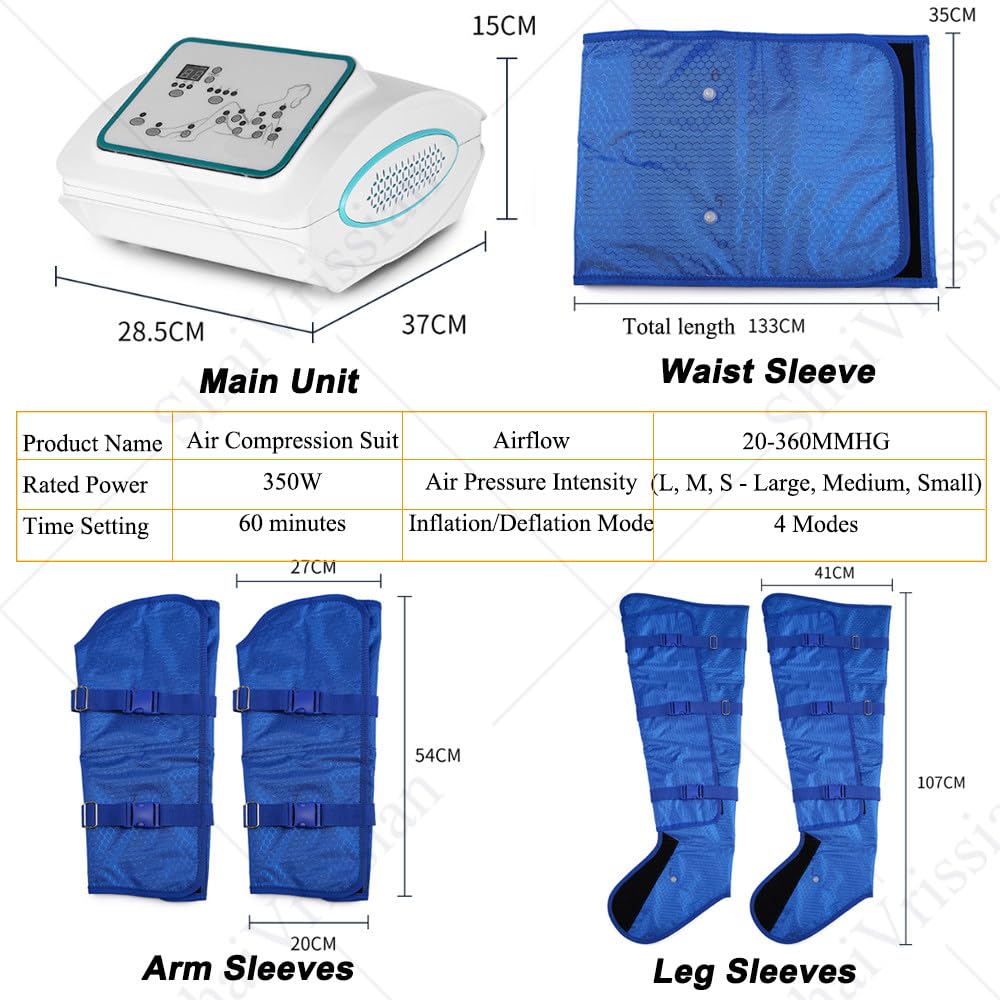 Kit Completo Presoterapia Para El Hogar,Masajeador Muscular De Presión De Aire Para Drenaje Linfático,Accesorios Para Piernas,Glúteos,Brazos Y Abdomen Purple