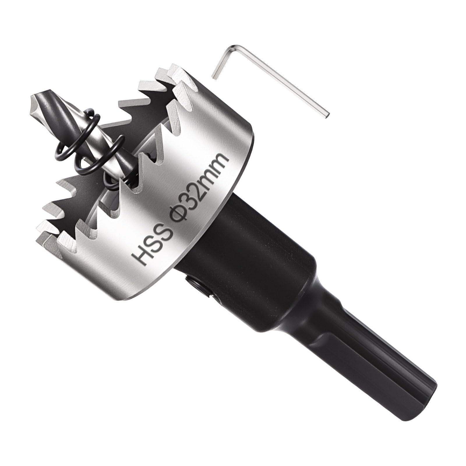 METALLIXITY Hole Saw 32mm (1-1/4"), 4241 High Speed Steel Hole Cutter with Center Drill Bit, Hex Key and Spring