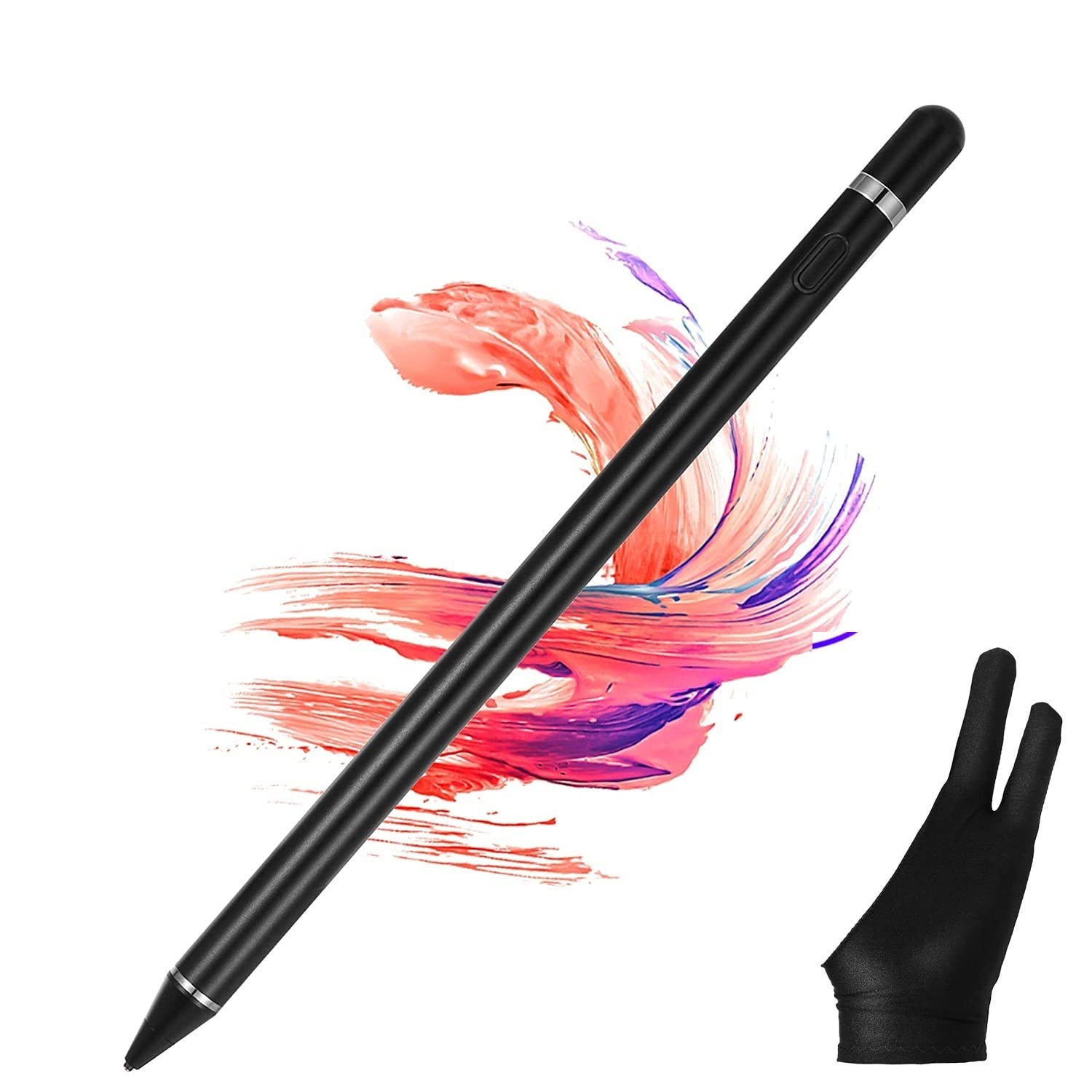 Aluminium Active Stylus Pens for Touch Screens, Digital Stylish Pen Pencil Rechargeable Compatible with Most Capacitive Touch Screens, Tablets, Black