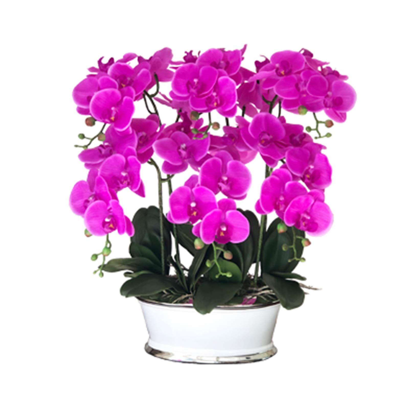 Faux Purple Phalaenopsis Orchid, Butterfly Orchids with Ceramic Flower Pot, Beautiful Artificial Flowers Bonsai for Decorating Home/Office/Meeting Room/Parlor Table Centerpiece Office (Onecolor XS)