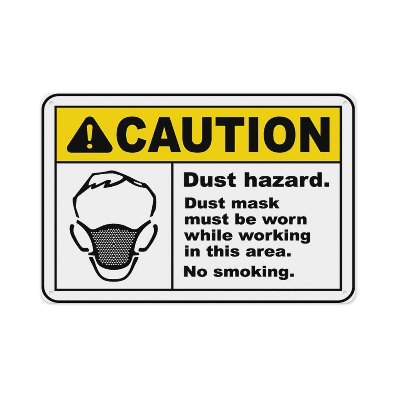peiyeety Dust Mask Must Be Worn In Area Sign Aluminum Tin Warning Signs For Home Outdoor Garden 12X16 Inches