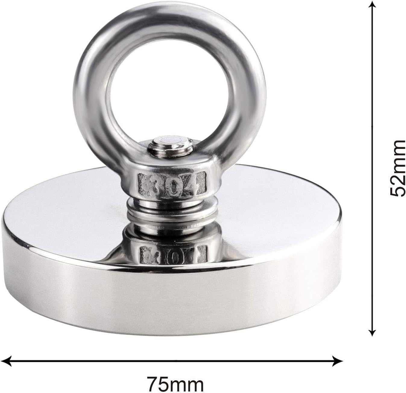 DIYMAG Strong Neodymium Fishing Magnets with Countersunk Hole Eyebolt Diameter 2.95 inch(75 mm) 700 lbs(318 KG) Pulling Force for Retrieving in River and Magnetic Fishing-2pack