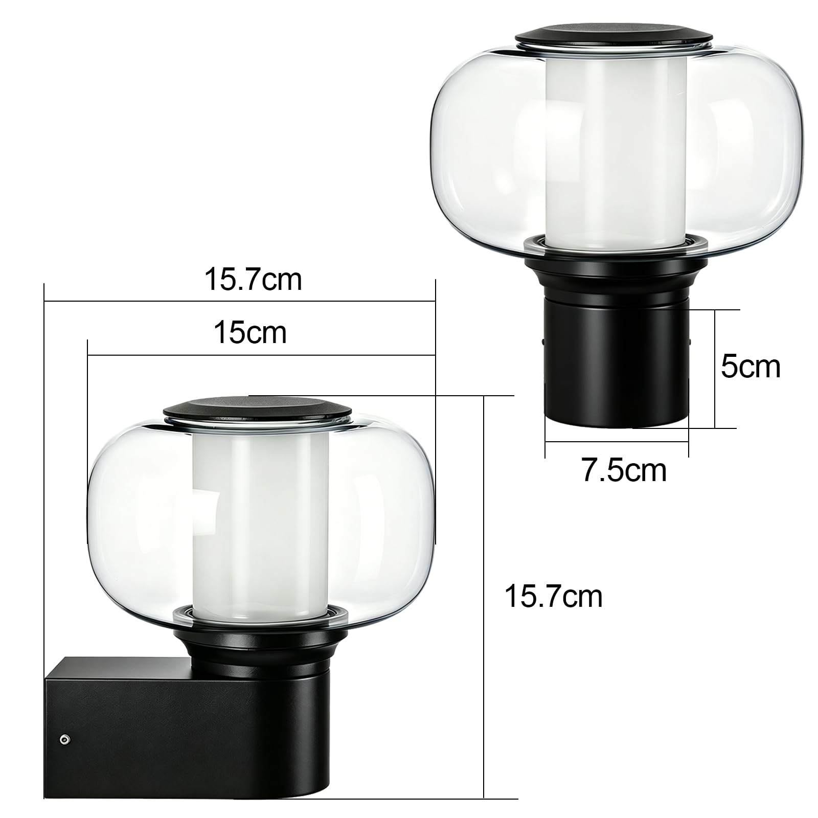 Glitzerlife Applique Murale Extérieure E27 Ronde IP65 Éclairage | Intérieur Extérieur Pour Mur Maison Balcon Couloir Terrasse Sans Ampoule MAX 40W