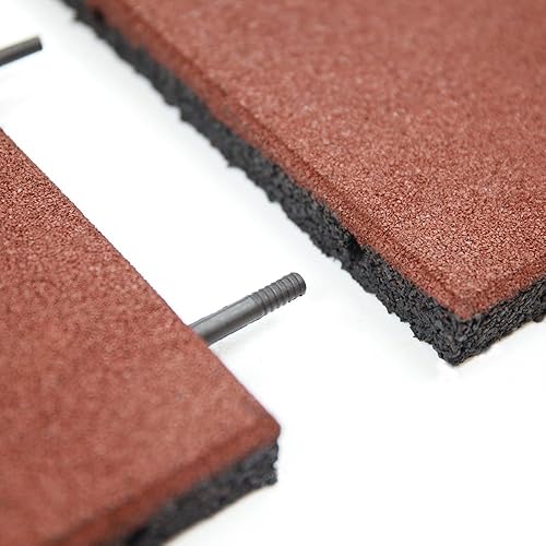 RevTime Easy DIY Interlocked Outdoor Rubber Tiles 20"x20"x1" (500x500x25mm) Thick for Playground, Outdoor Gym Floor, Sport Floor, Backyard Play Area, Safety Rubber Paver (Pack of 4)