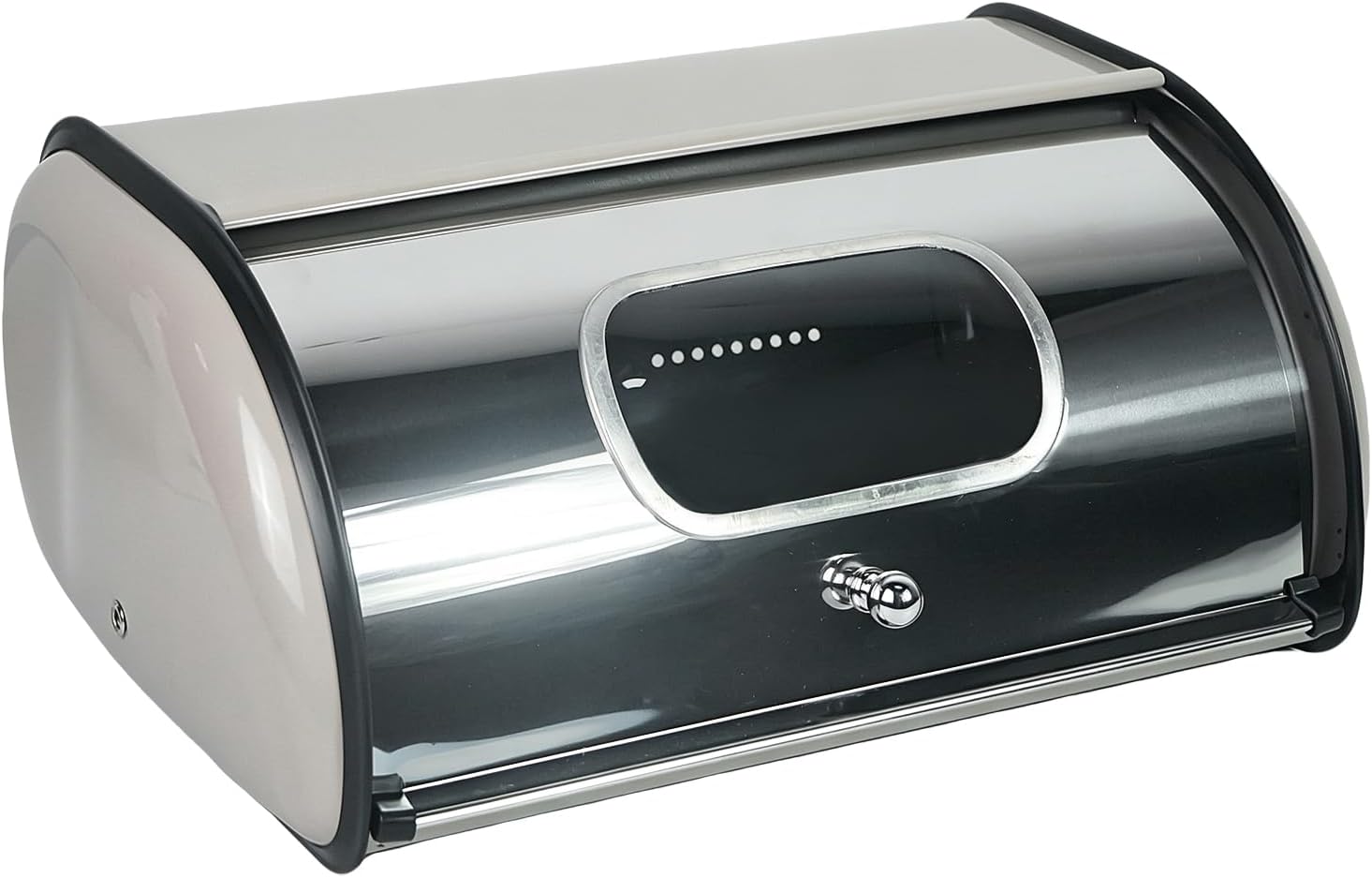 DreamsEden Red Bread Box for Countertop, Stainless Steel Bread Bin with Window & Roll Top Lid, 11L Large Kitchen Bread Storage Container for Homemade Bread, Baguette, Pastries, Counter Organization