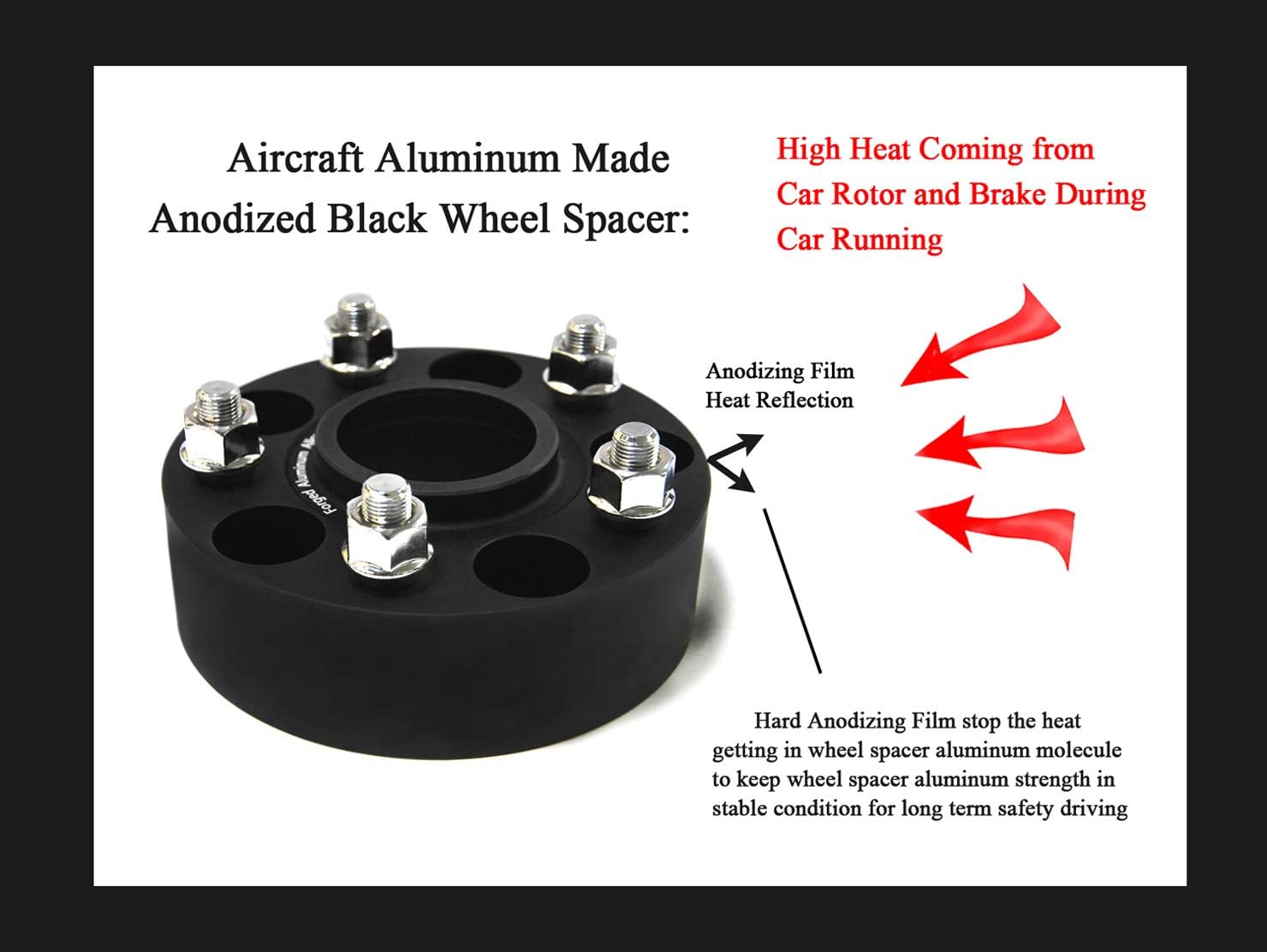 JTP 4pcs 30mm Safe Forged Aircraft Aluminum Wheel Spacers 5x130 fit for Mercedes Benz G Class G Wagon,W460,W461,W463,W464,W465,G55,G65,G63,G500,G550,G300,G580,5x130,Bore:84.1,+ Black Bolts (30mm)