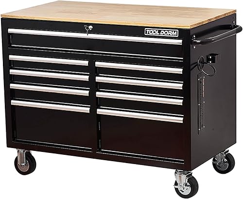 Miniatura 1 de Lestar Banco de trabajo no ajustable de 48 pulgadas, escritorio de madera de goma de 1.18 pulgadas de grosor, mesa de trabajo resistente con 4 tomas