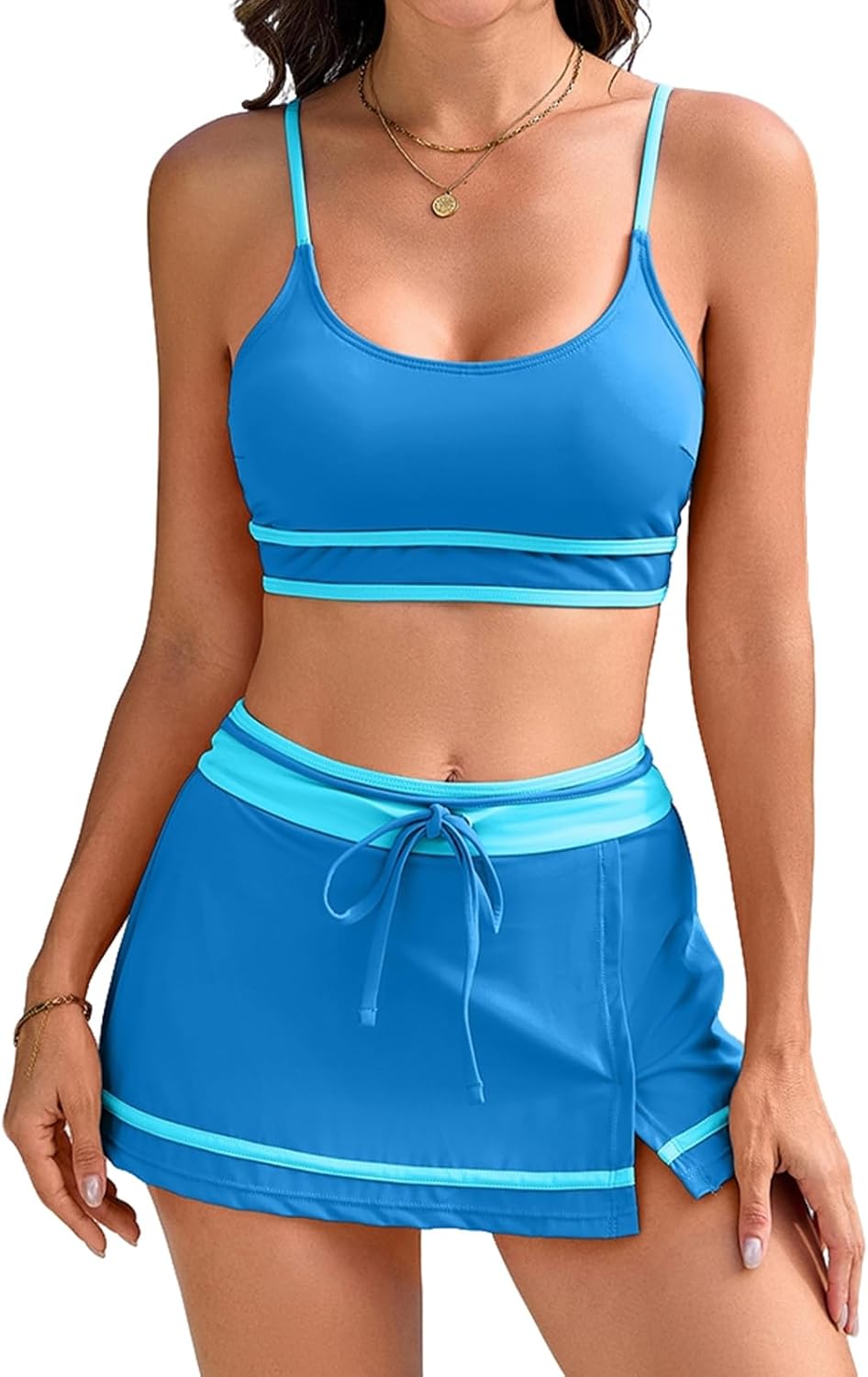RIHOAS Women's Bikini with Swim Skirt -2026 Tummy Control Two Piece Bathing Suit High Waisted Push Up Swimwear for Beach Pool