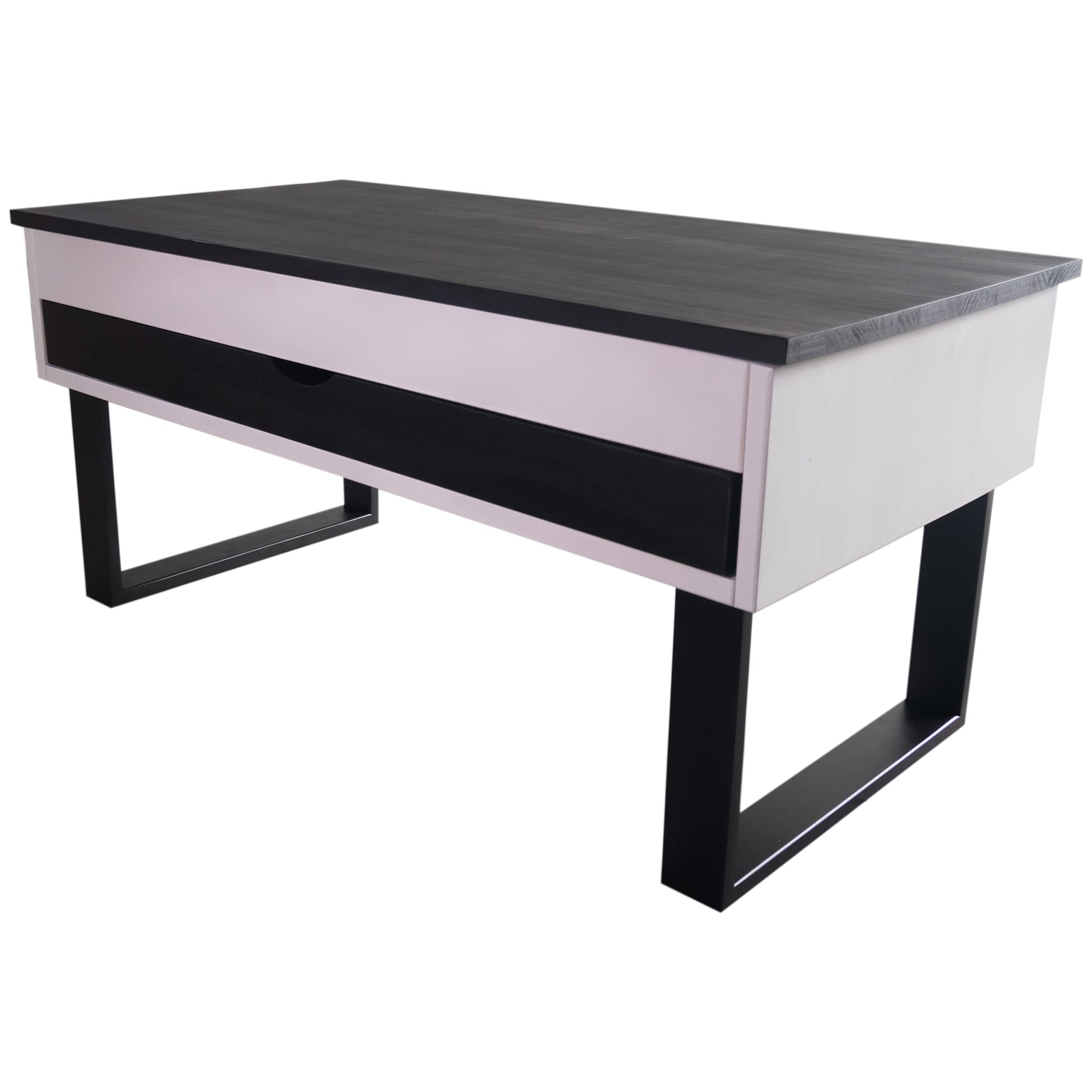 LoMasCasa - Tavolo da salotto da centro collezione Sonka sollevabile con cassetto scorrevole in legno naturale massiccio disponibile in bianco e nero - 100 x 50 x 48 cm