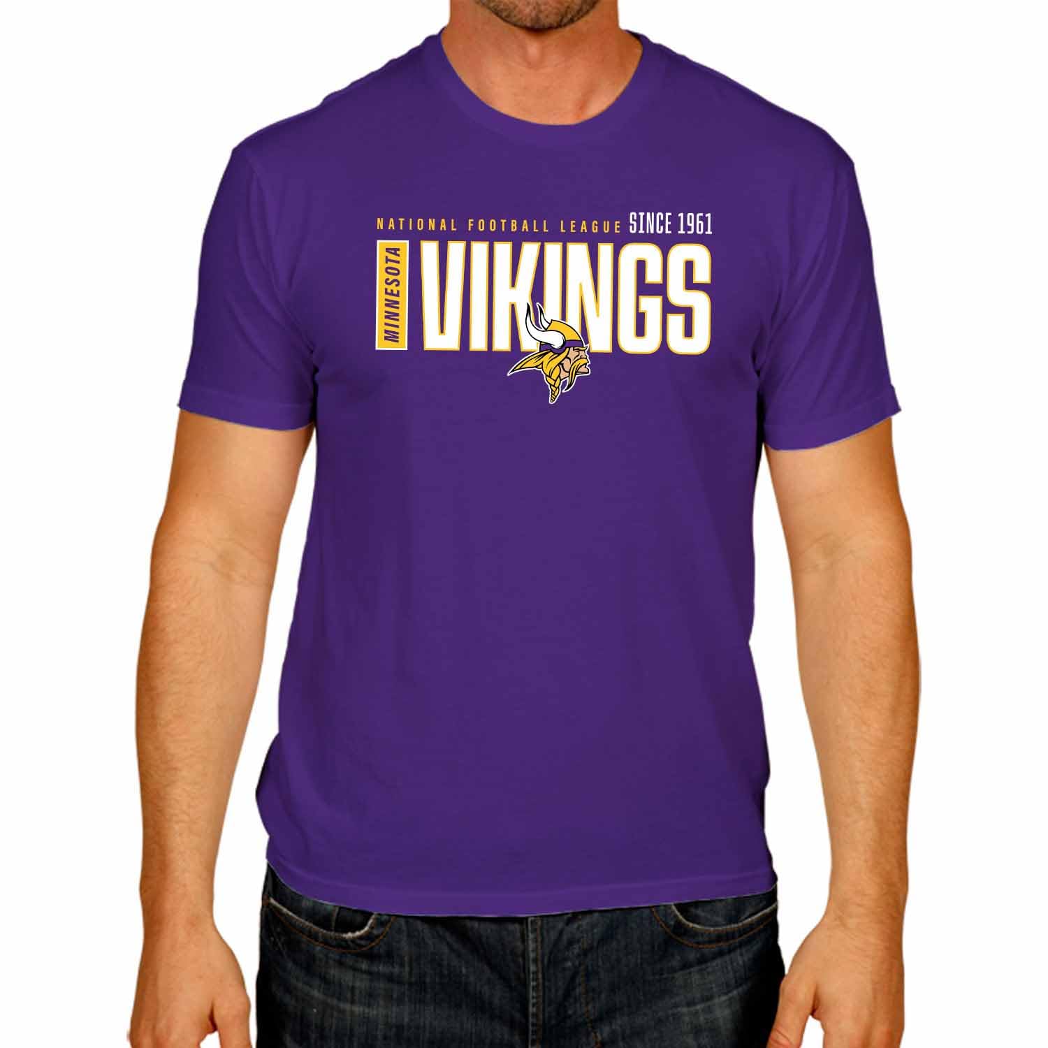 Team Fan Apparel Unisex Purple Nfl Adult Modern Endzone Tag-Less T-Shirt, Football Tee, Soft Cotton, Officially Licensed, 4XL