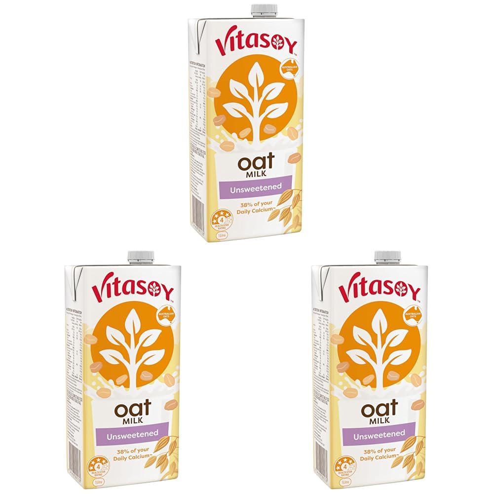 Vitasoy Unsweetened Long Life Oat Milk 1L (Pack of 3) - 1 l (Pack of 3)