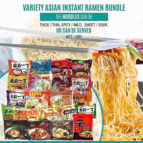Variety Asian Instant Ramen Bundle, Samyang, Nissin, Hao Hao, Nongshin, Mama | Free Snacks Included, 10 Packs Student Care Package, Birthday Treat for Adults
