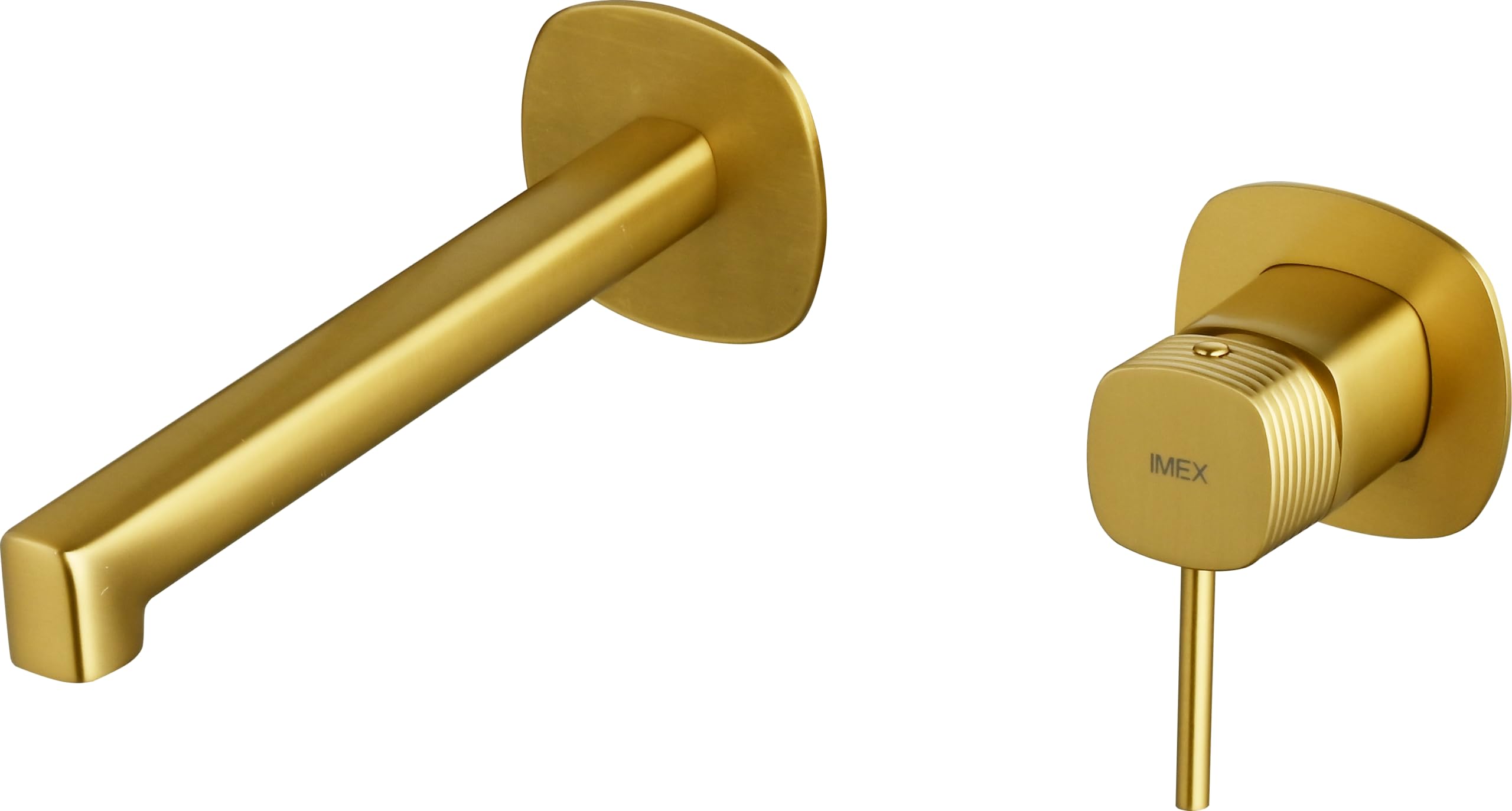 IMEX - Grifo Lavabo Empotrado Oro Cepillado | Grifo de Lavabo Monomando Pared Dorado | Mezclador Agua Fría y Caliente | Grifería en Latón con Cartucho Cerámico Ø35mm | Serie Firenze