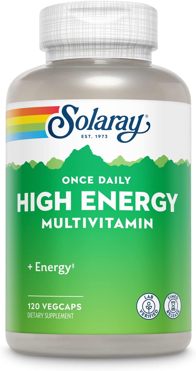 Once Daily High Energy Multivitamin, Timed Release Formula for Immune System and Energy Support, Whole Food and Herb Base, Mens and Womens Multi Vitamin, 120 Servings, 120 VegCaps