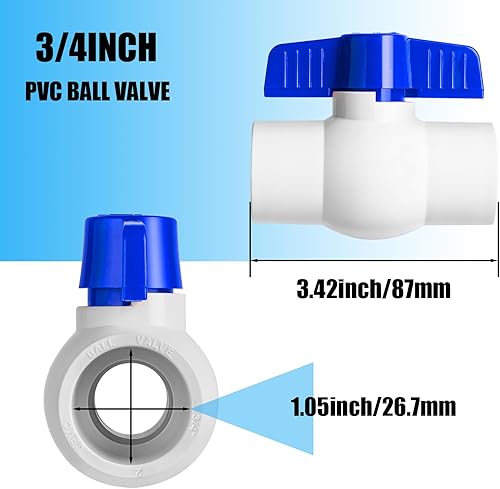 Miniatura 9 de Válvula de bola de PVC de 12 pulgada, enchufe de válvula de bola de cierre con asas en T de fácil giro, válvula de bola de PVC deslizante para