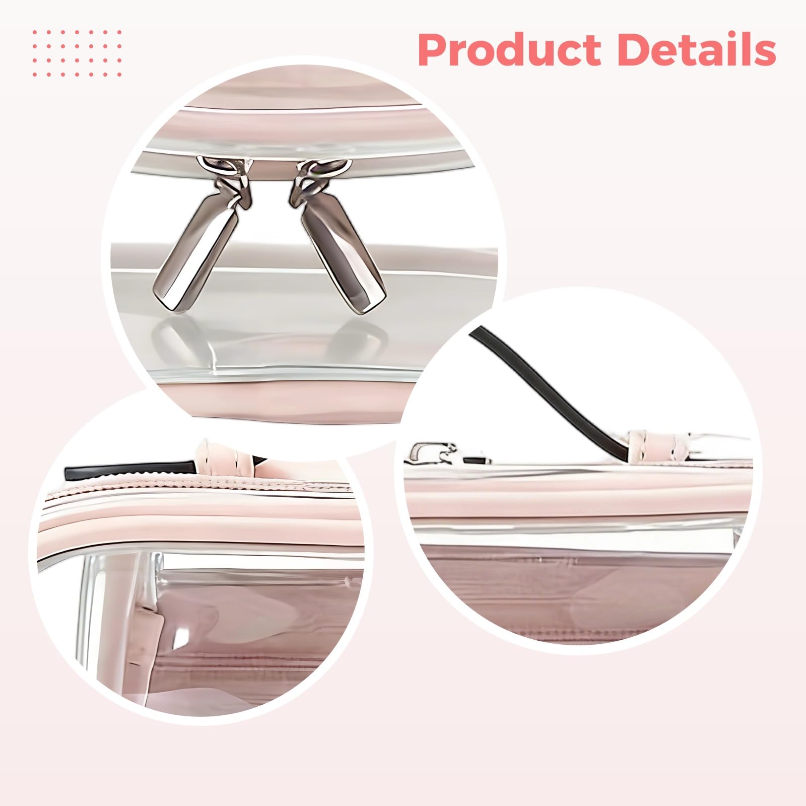 2 STK. TSA-zugelassene Kosmetiktasche, transparente Make-up-Tasche aus PVC, tragbare, wasserdichte Reisekosmetiktasche für Damen, Rosa, für Flugreisen und unterwegs