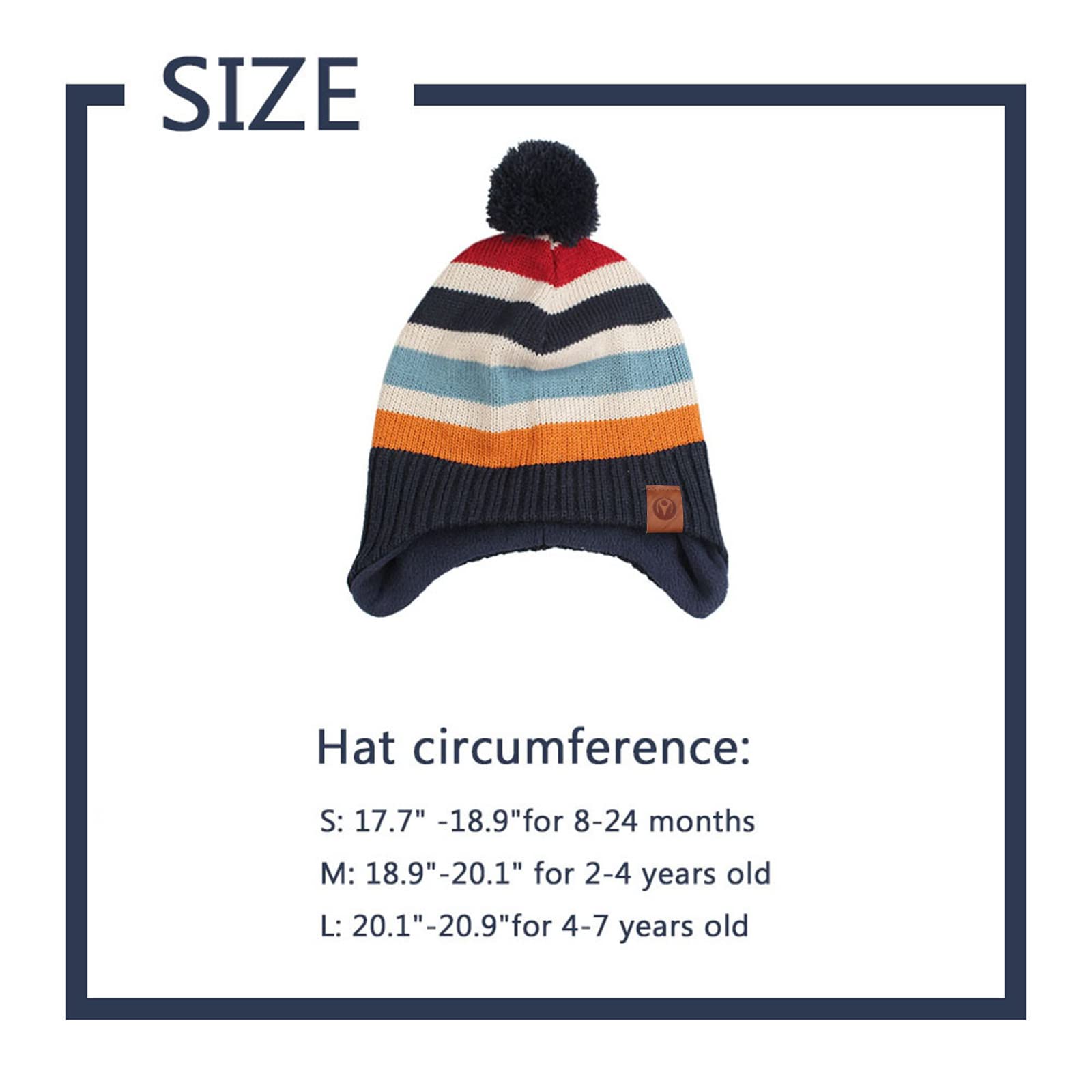 XIAOHAWANG Dzianinowa czapka dziecięca zimowa ciepła chłopcy dziewczęta czapka beanie polarowa podszewka dla małych dzieci czapka z pomponem