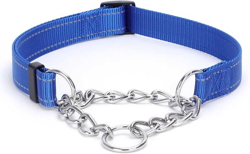Coleira Martingale para Cães com Corrente de Aço Inoxidável e Faixa Refletiva Generic Dark Blue M