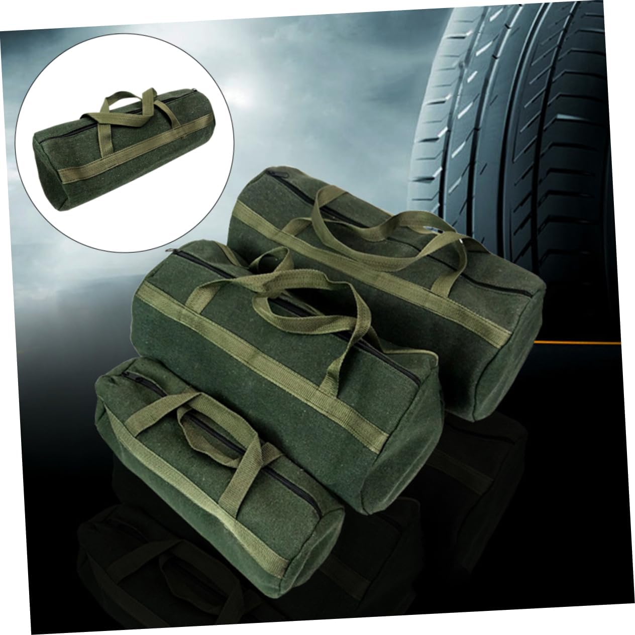 High Capacity Canvas Tool Bag for Car Repair Thickened Portable Organizer Pouch Round Storage for Tools and Equipment