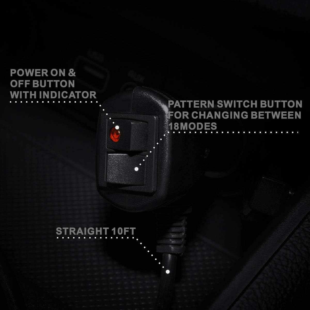 WOWTOU 12V LED Warning Strobe Blue Emergency Visor Light, 18 Flash Patterns 24W Safety Flashing Lights for Volunteer Firefighter Vehicles Trucks EMT Cars SUV POV
