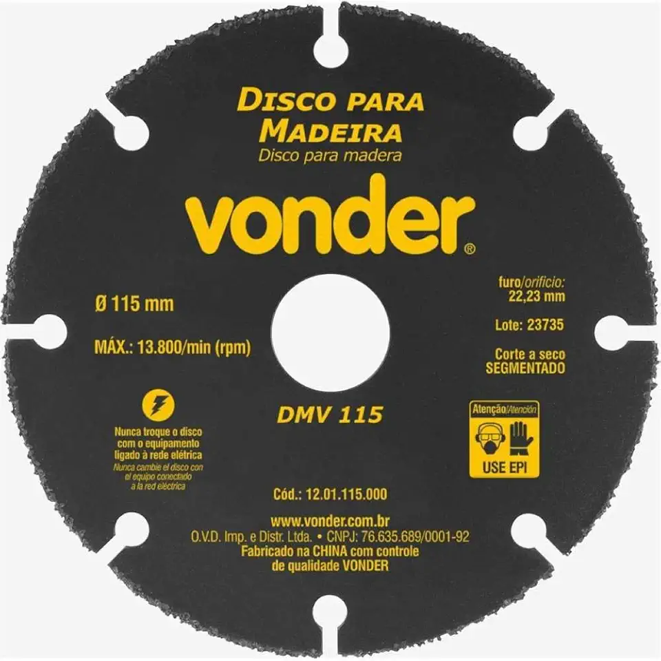 Vonder, Disco De Corte Para Madeira, 115 Mm, Dmv 115.