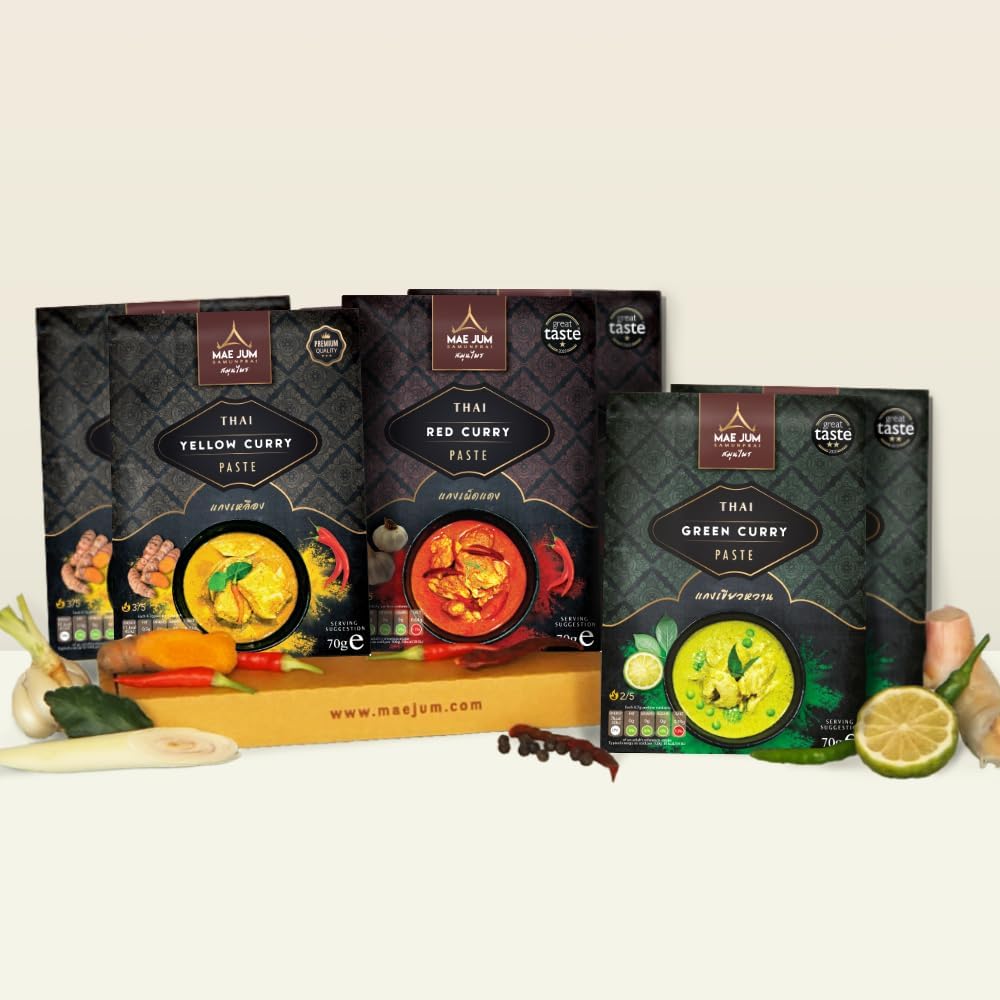 Classic Bundle - Traditional Thai Curry Paste by Mae Jum (6 packs x 70g) | Includes Great Taste Award Winners 2020